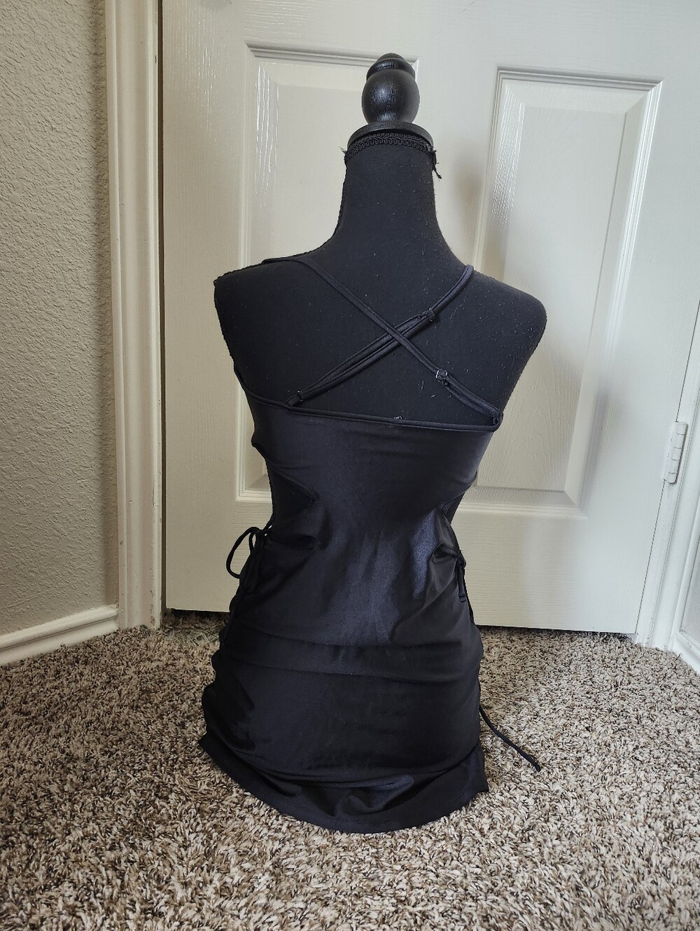 Urban Outfitters One-Shoulder Black Strappy Dress